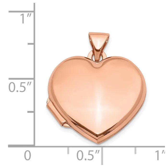 14k Rose Gold 18mm Domed Heart Locket TreasureFineJewelers Necklaces
