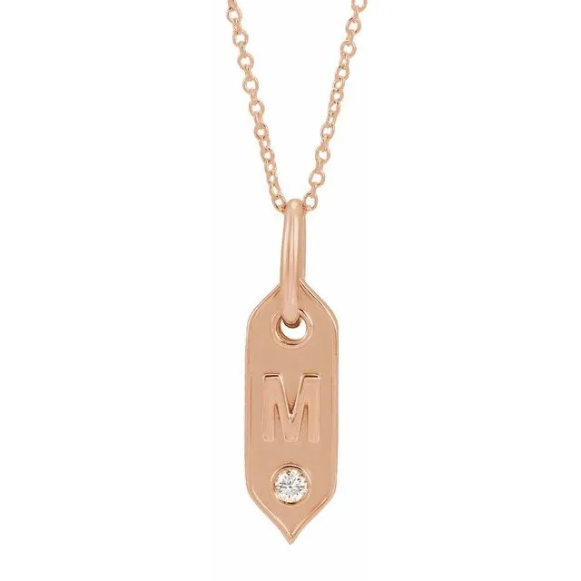 14K Rose Gold Initial M 05 CT Natural Diamond 1618 Necklace TreasureFineJewelers Necklaces 14K Rose Gold Initial M 05 CT Natural Diamond 1618 Necklace TreasureFineJewelers Necklaces