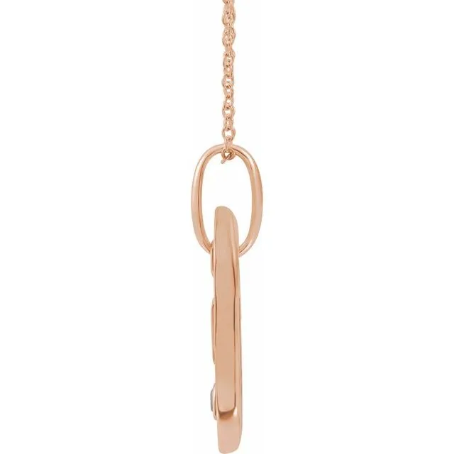 14K Rose Gold Initial M 05 CT Natural Diamond 1618 Necklace TreasureFineJewelers Necklaces