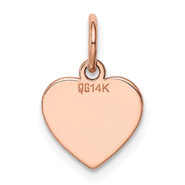 14k Rose Gold Plain 011 Gauge Engraveable Heart Disc Charm TreasureFineJewelers Charm Necklaces