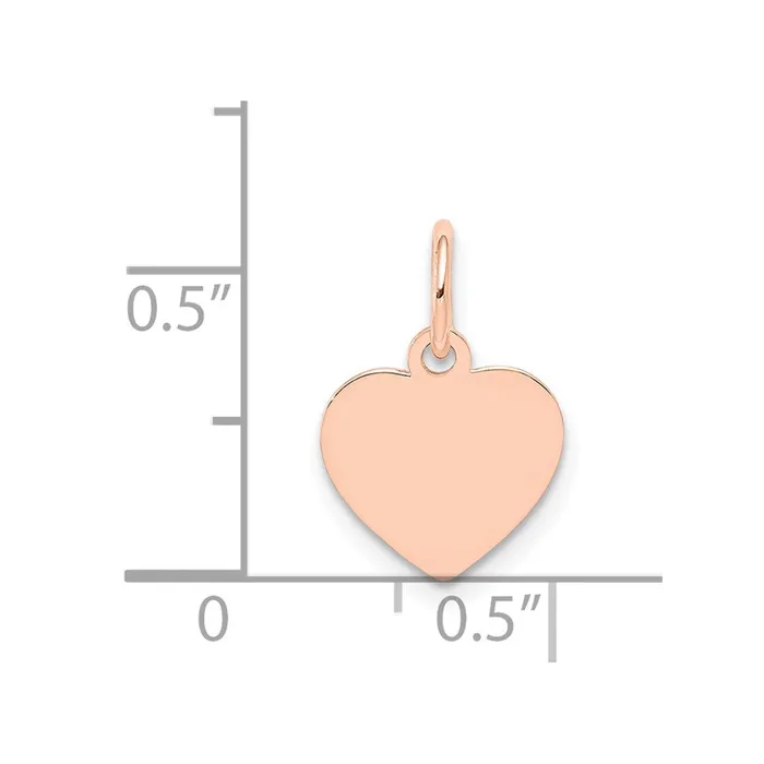 14k Rose Gold Plain 011 Gauge Engraveable Heart Disc Charm TreasureFineJewelers Charm Necklaces