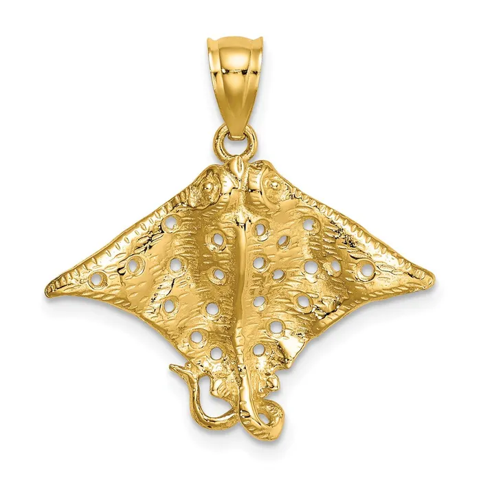 14K Spotted Eagle Ray with Holes Charm TreasureFineJewelers Charm Necklaces 14K Spotted Eagle Ray with Holes Charm TreasureFineJewelers Charm Necklaces