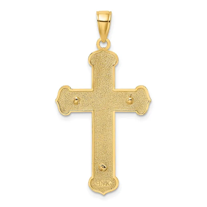 14K Twotone Engraved Crucifix Charm TreasureFineJewelers Charm Necklaces