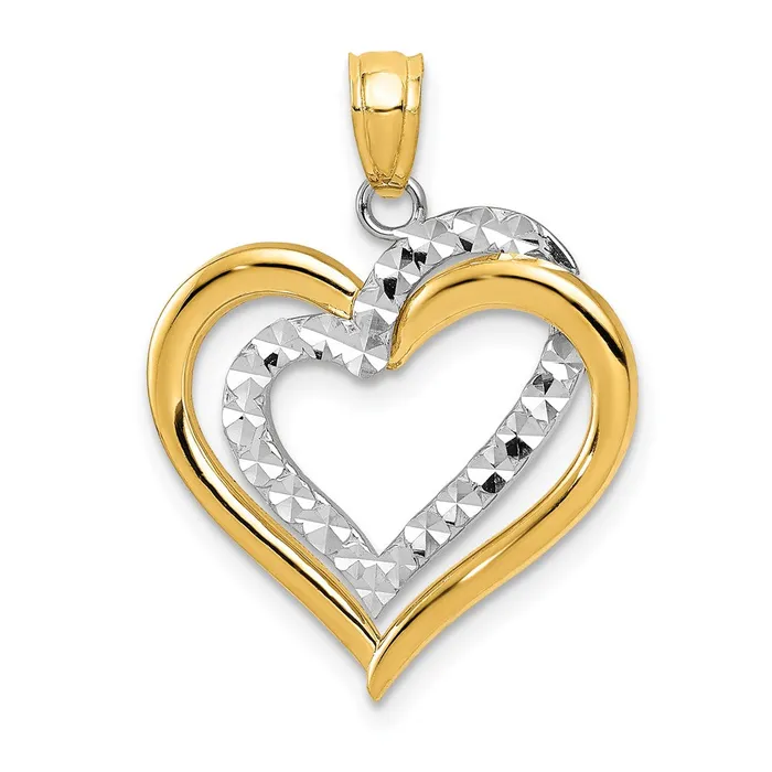 14K Twotone Polished Diamondcut Intertwined Hearts Pendant TreasureFineJewelers Rings 14K Twotone Polished Diamondcut Intertwined Hearts Pendant TreasureFineJewelers Rings