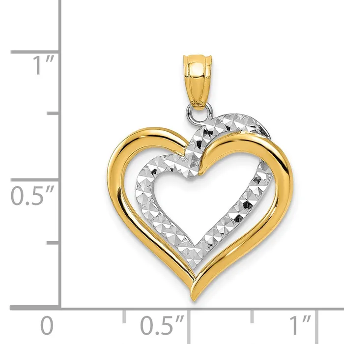 14K Twotone Polished Diamondcut Intertwined Hearts Pendant TreasureFineJewelers Rings