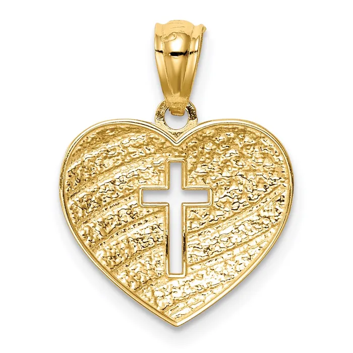 14K wRhodium US Flag With Cross Heart Pendant TreasureFineJewelers Necklaces