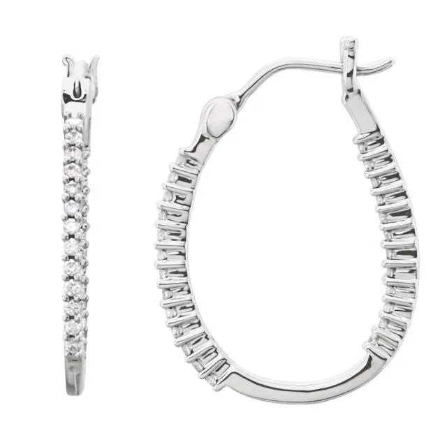 14K White 14 CTW Diamond InsideOutside Oval Hoop Earrings TreasureFineJewelers Earrings 14K White 14 CTW Diamond InsideOutside Oval Hoop Earrings TreasureFineJewelers Earrings