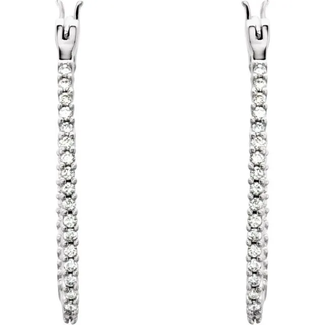 14K White 14 CTW Diamond InsideOutside Oval Hoop Earrings TreasureFineJewelers Earrings