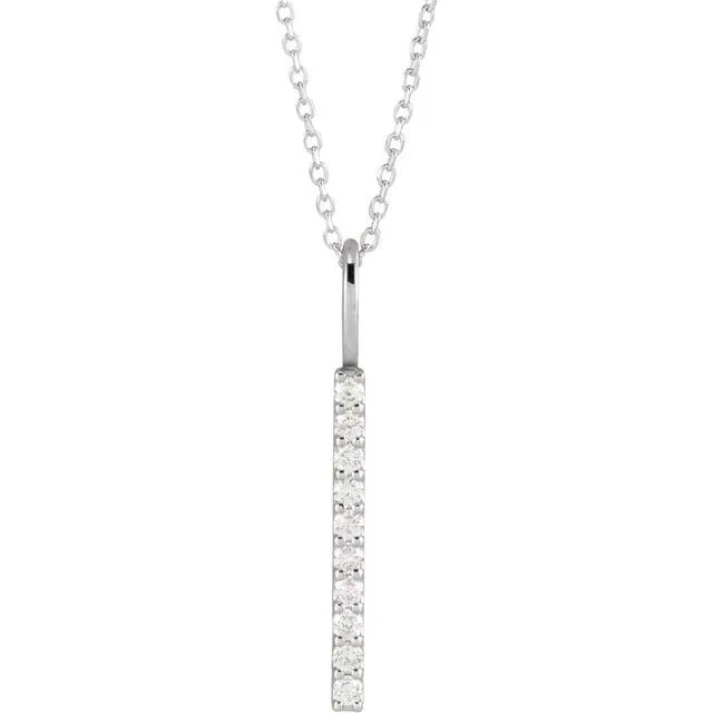 14K White Gold 16 CTW Natural Diamond Vertical Bar 1618 Necklace TreasureFineJewelers Necklaces 14K White Gold 16 CTW Natural Diamond Vertical Bar 1618 Necklace TreasureFineJewelers Necklaces