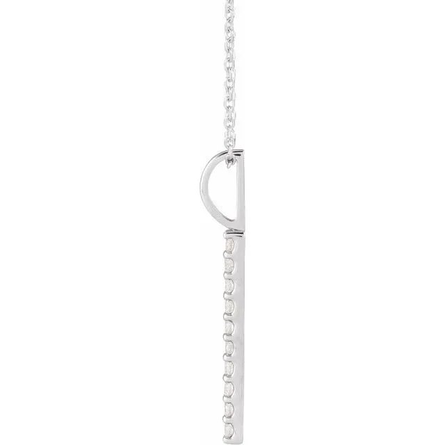 14K White Gold 16 CTW Natural Diamond Vertical Bar 1618 Necklace TreasureFineJewelers Necklaces