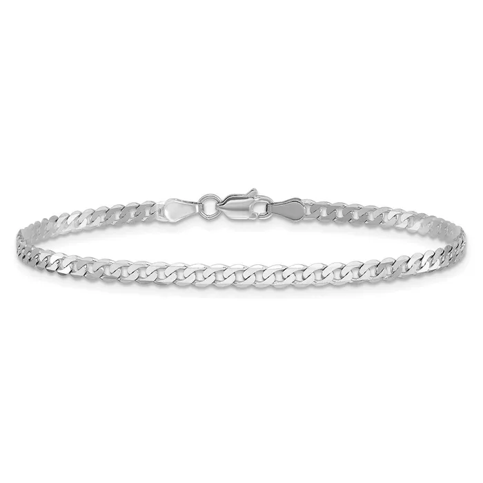 14k White Gold 29mm Flat Beveled Curb with Lobster Clasp Bracelet TreasureFineJewelers Bracelets