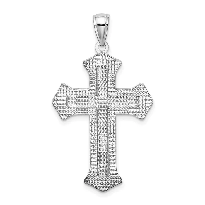 14K White Gold 2D Filigree Center Block Cross Charm TreasureFineJewelers Charm Necklaces