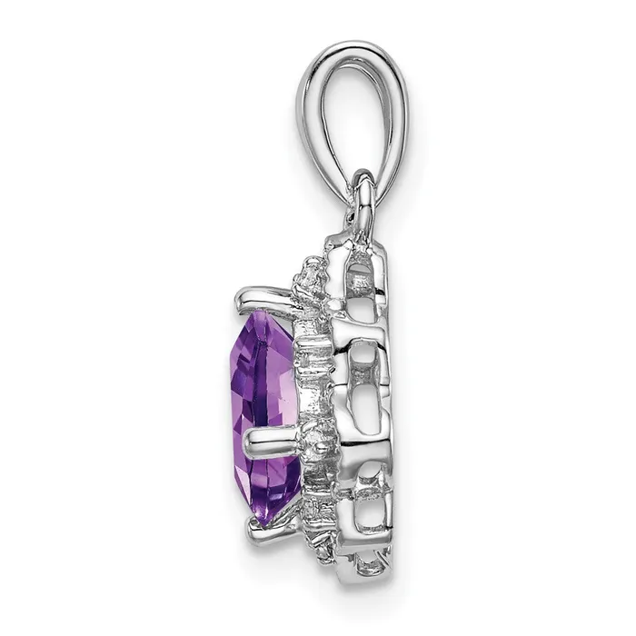 14k White Gold Amethyst and Diamond Scalloped Pendant TreasureFineJewelers Necklaces