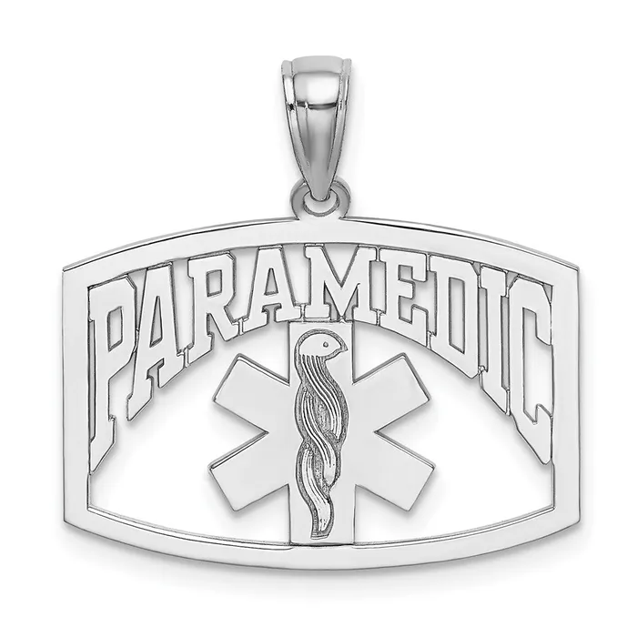 14K White Gold CutOut PARAMEDIC Charm TreasureFineJewelers Charm Necklaces 14K White Gold CutOut PARAMEDIC Charm TreasureFineJewelers Charm Necklaces