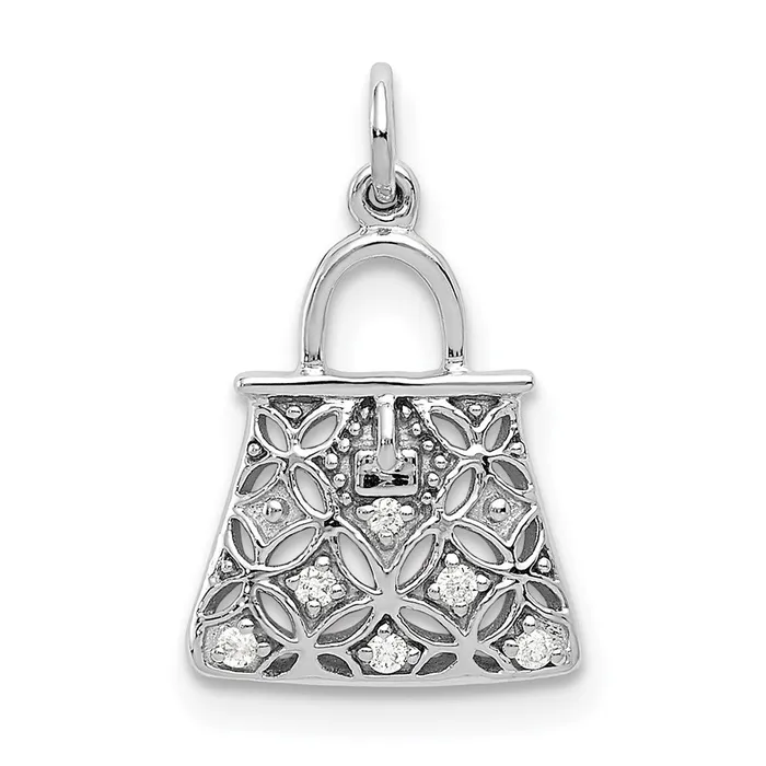 14k White Gold Diamond Handbag Charm TreasureFineJewelers Charm Necklaces 14k White Gold Diamond Handbag Charm TreasureFineJewelers Charm Necklaces