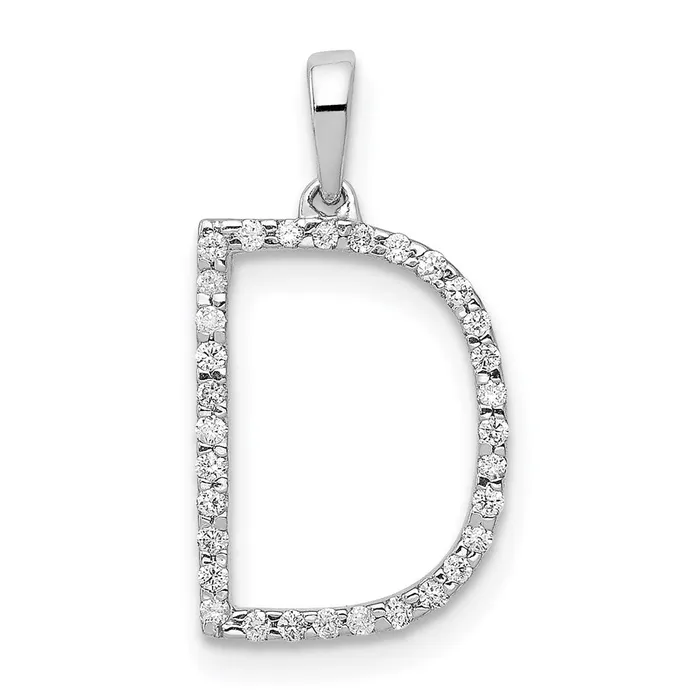 14K White Gold Diamond Letter D Initial Pendant TreasureFineJewelers Necklaces 14K White Gold Diamond Letter D Initial Pendant TreasureFineJewelers Necklaces