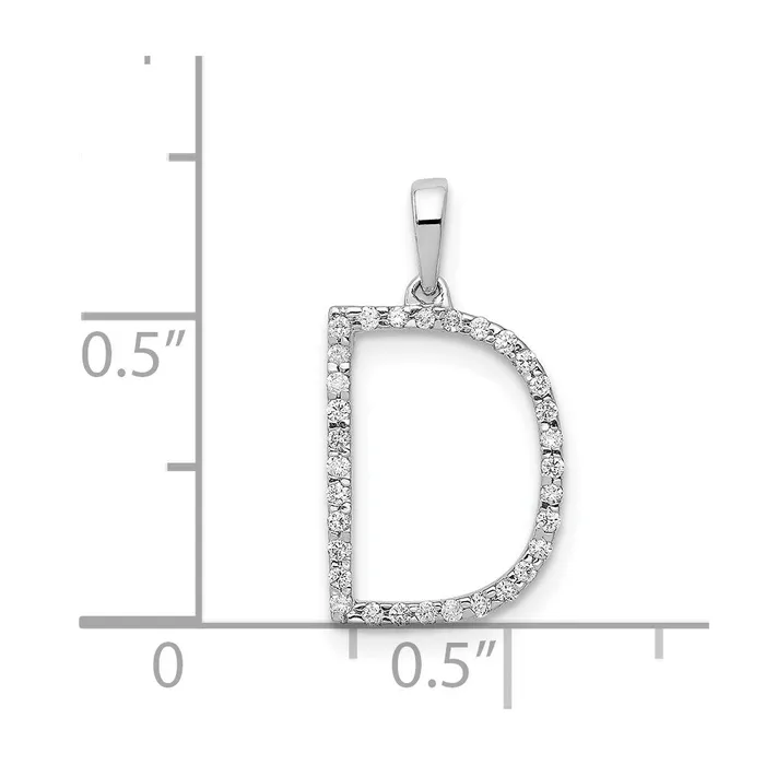 14K White Gold Diamond Letter D Initial Pendant TreasureFineJewelers Necklaces