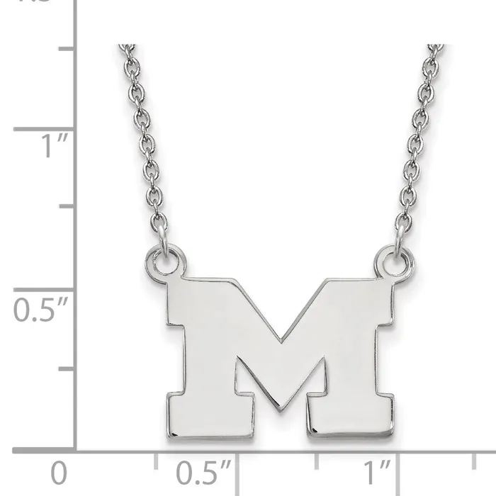 14K White Gold Michigan Univeristy Of Small Pendant with Necklace TreasureFineJewelers Necklaces