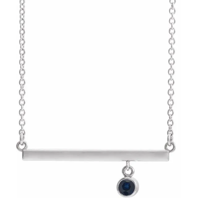 14K White Gold Natural Blue Sapphire BezelSet 18 Necklace TreasureFineJewelers Necklaces 14K White Gold Natural Blue Sapphire BezelSet 18 Necklace TreasureFineJewelers Necklaces
