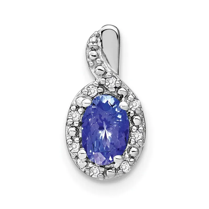 14k White Gold Oval Tanzanite and Diamond Pendant TreasureFineJewelers Necklaces 14k White Gold Oval Tanzanite and Diamond Pendant TreasureFineJewelers Necklaces