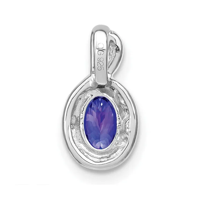14k White Gold Oval Tanzanite and Diamond Pendant TreasureFineJewelers Necklaces