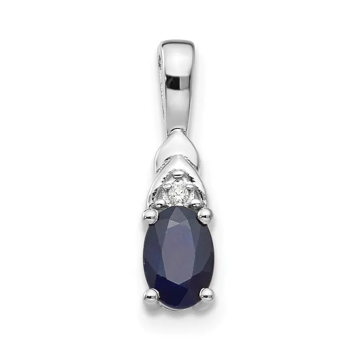 14k White Gold Sapphire and Diamond Pendant TreasureFineJewelers Necklaces 14k White Gold Sapphire and Diamond Pendant TreasureFineJewelers Necklaces
