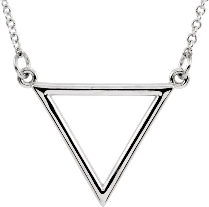 14K White Gold Triangle 16 Necklace TreasureFineJewelers Necklaces