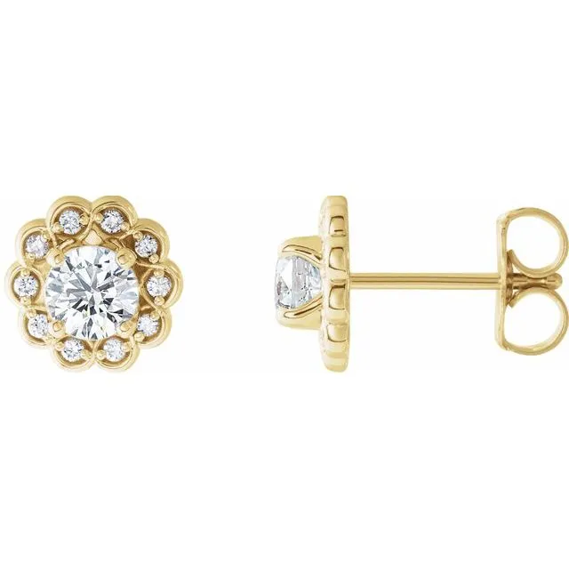 14K Yellow 58 CTW Diamond HaloStyle Earrings TreasureFineJewelers Earrings 14K Yellow 58 CTW Diamond HaloStyle Earrings TreasureFineJewelers Earrings