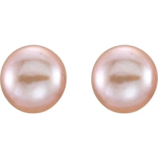 14K Yellow Gold 78 mm Cultured Pink Freshwater Pearl Earrings TreasureFineJewelers Earrings