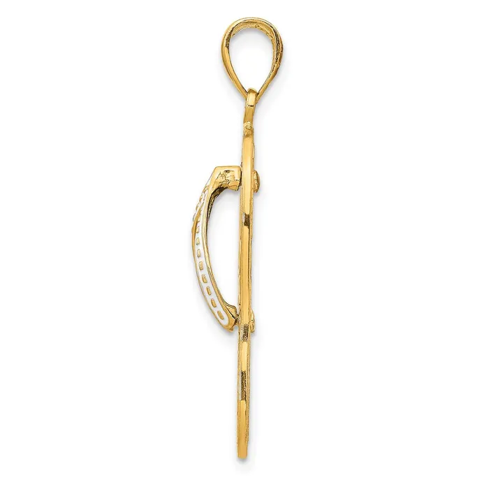 14k Yellow Gold Enamel Cutout Flip Flop w Sea Turtles Pendant TreasureFineJewelers Necklaces