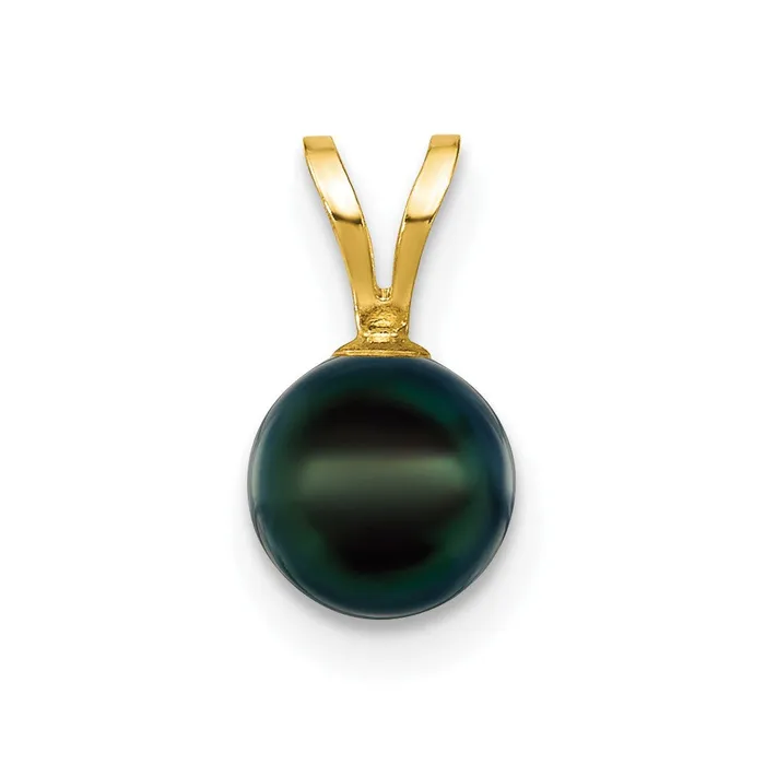 14k Yellow Gold Gold 67mm Black Saltwater Akoya Cultured Pearl Pendant TreasureFineJewelers Necklaces 14k Yellow Gold Gold 67mm Black Saltwater Akoya Cultured Pearl Pendant TreasureFineJewelers Necklaces