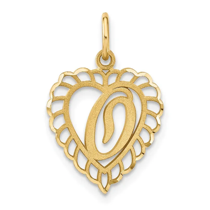14k Yellow Gold Heart Letter O Charm TreasureFineJewelers Charm Necklaces 14k Yellow Gold Heart Letter O Charm TreasureFineJewelers Charm Necklaces