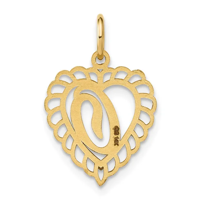 14k Yellow Gold Heart Letter O Charm TreasureFineJewelers Charm Necklaces