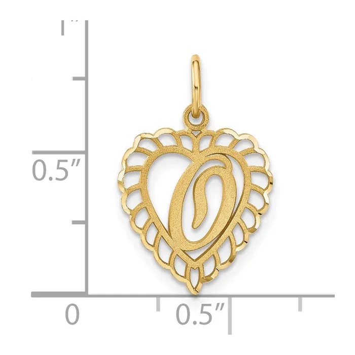 14k Yellow Gold Heart Letter O Charm TreasureFineJewelers Charm Necklaces