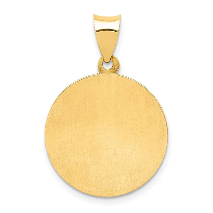 14k Yellow Gold Polished and Satin St Michael Medal Hollow Pendant TreasureFineJewelers Necklaces