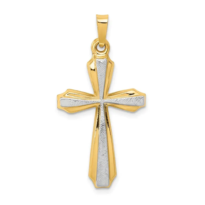 14k Yellow Gold Rhodium with Rhodium Textured and Polished Passion Cross Pendant TreasureFineJewelers Necklaces 14k Yellow Gold Rhodium with Rhodium Textured and Polished Passion Cross Pendant TreasureFineJewelers Necklaces