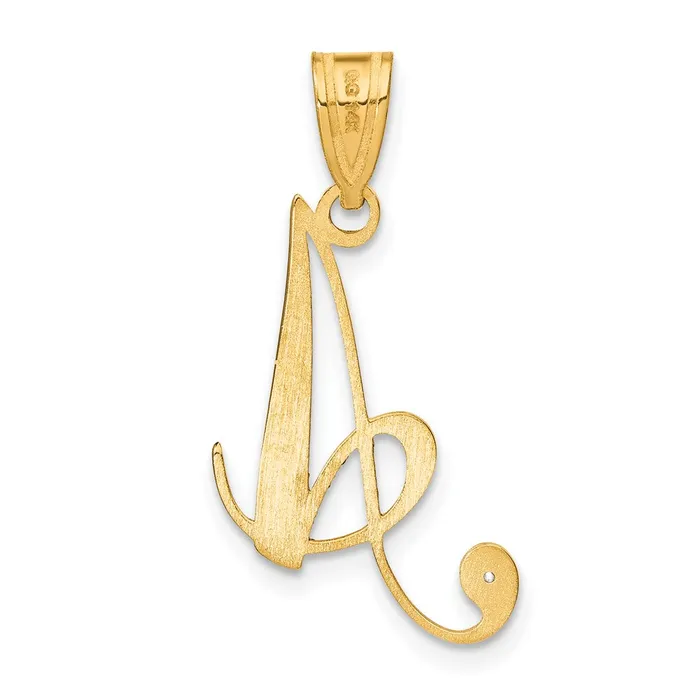 14k Yellow Gold Script Letter A Initial Pendant with Diamond TreasureFineJewelers Necklaces