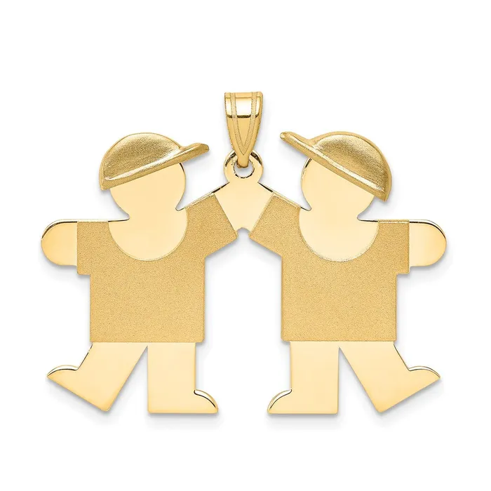 14k Yellow Gold Solid Engravable Double Boys Charm TreasureFineJewelers Charm Necklaces 14k Yellow Gold Solid Engravable Double Boys Charm TreasureFineJewelers Charm Necklaces