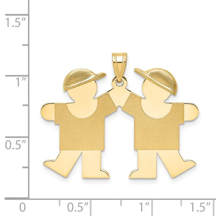 14k Yellow Gold Solid Engravable Double Boys Charm TreasureFineJewelers Charm Necklaces