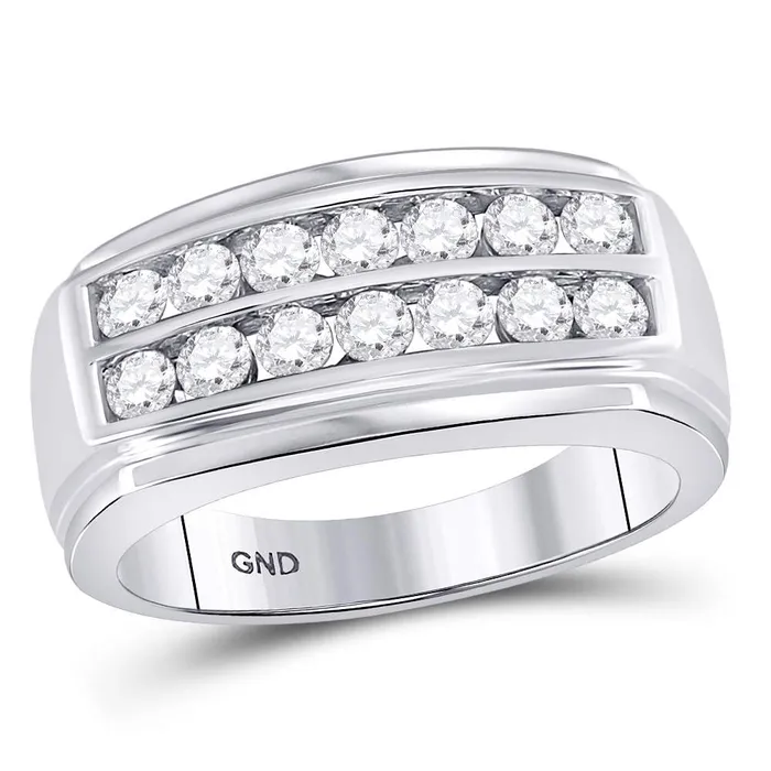 14kt white gold mens round diamond double row band ring 1 18 cttw125227 North Arrow Shop Rings 14kt white gold mens round diamond double row band ring 1 18 cttw125227 North Arrow Shop Rings