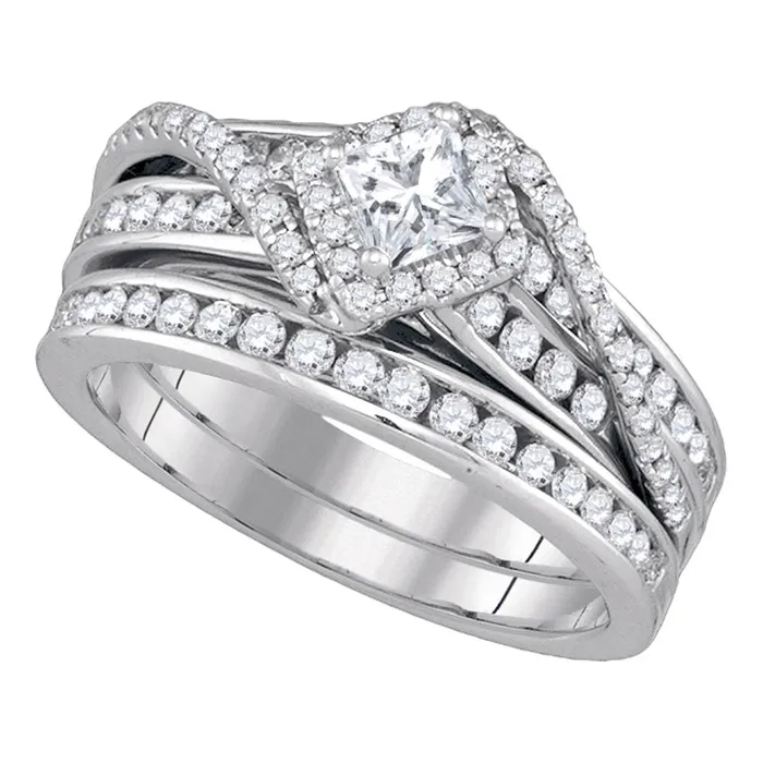 14kt white gold womens princess diamond bridal wedding engagement ring band set 1 14 cttw86760 North Arrow Shop Rings 14kt white gold womens princess diamond bridal wedding engagement ring band set 1 14 cttw86760 North Arrow Shop Rings