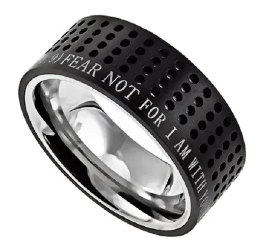 Black Christian Ring Bible Verse Isaiah 4110 FEAR NOT Dotted North Arrow Shop Rings Black Christian Ring Bible Verse Isaiah 4110 FEAR NOT Dotted North Arrow Shop Rings