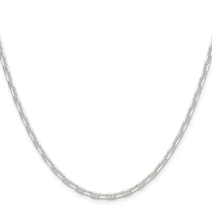 Bracelets Sterling Silver Polished and Dimondcut 3mm Marine Link Chain Bracelet TreasureFineJewelers