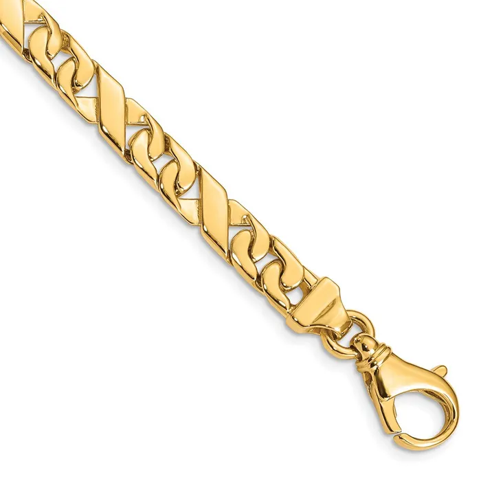 Bracelets TreasureFineJewelers 14K 8 inch 67mm Hand Polished Fancy Link with Fancy Lobster Clasp Bracelet