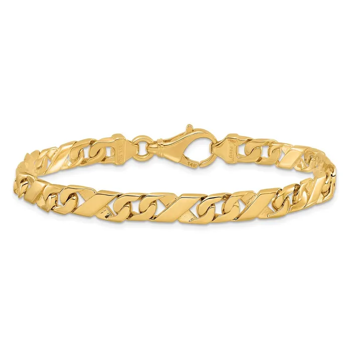 Bracelets TreasureFineJewelers 14K 8 inch 67mm Hand Polished Fancy Link with Fancy Lobster Clasp Bracelet