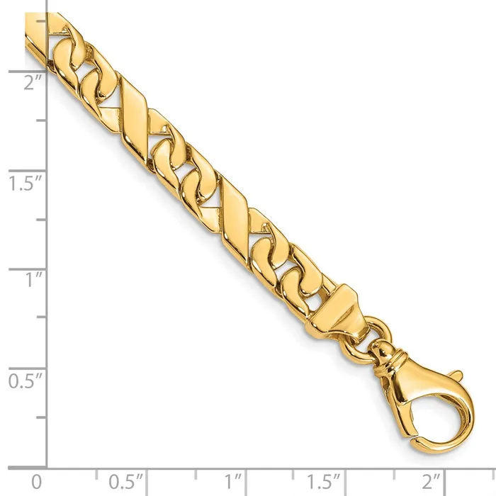 Bracelets TreasureFineJewelers 14K 8 inch 67mm Hand Polished Fancy Link with Fancy Lobster Clasp Bracelet
