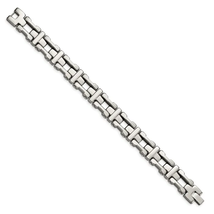 Bracelets TreasureFineJewelers Chisel Stainless Steel Polished 85 inch Open Corss Link Bracelet