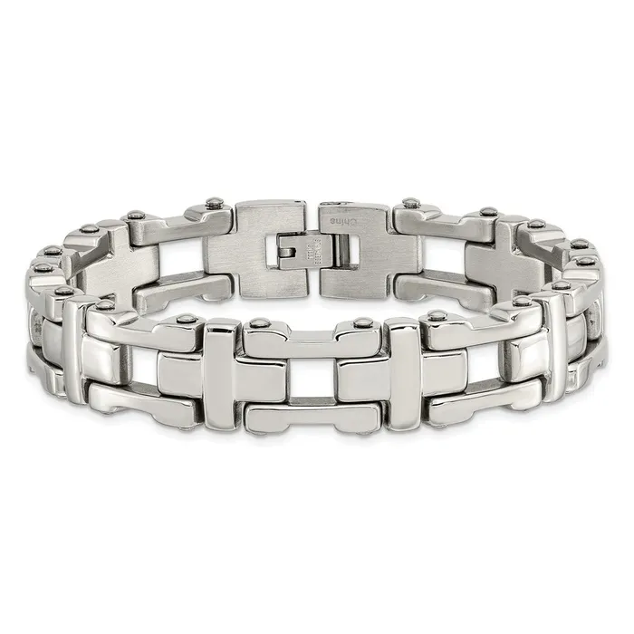 Bracelets TreasureFineJewelers Chisel Stainless Steel Polished 85 inch Open Corss Link Bracelet