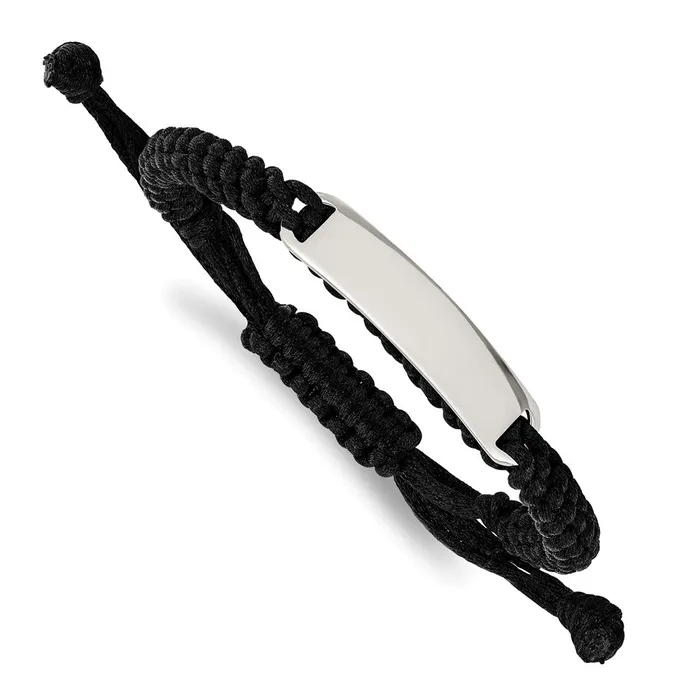 Bracelets TreasureFineJewelers Chisel Stainless Steel Polished Black Fabric Adjustable ID Bracelet Bracelets TreasureFineJewelers Chisel Stainless Steel Polished Black Fabric Adjustable ID Bracelet