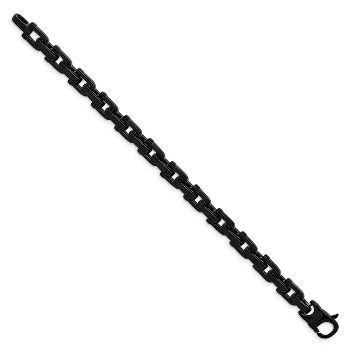 Bracelets TreasureFineJewelers Chisel Stainless Steel Polished Black IPplated 85 inch Fancy Link Bracelet